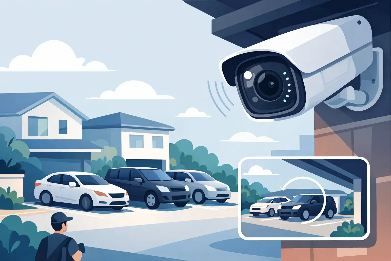 Cámara para vigilar estacionamiento residencial